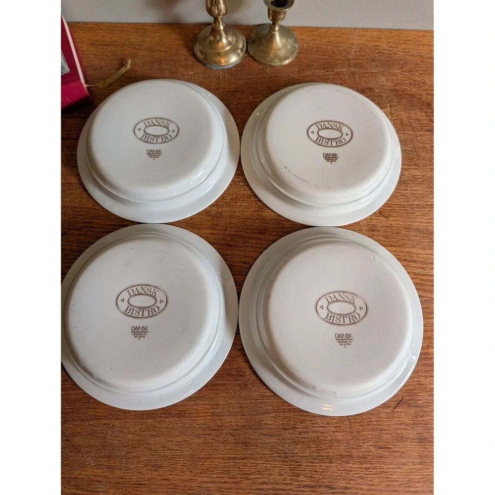 Dansk Bistro Maribo Rimmed Soup Bowls Set of 4 Blue Orange Berry Stoneware Japan